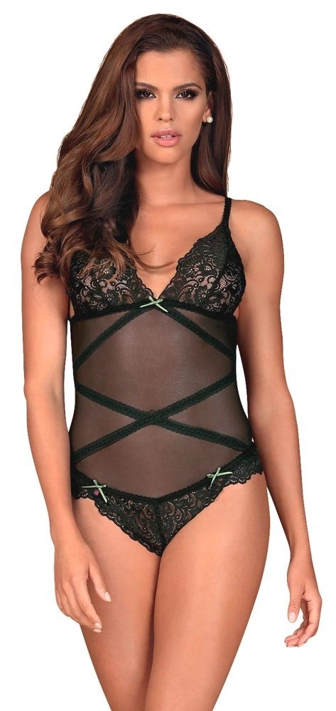 Obsessive Body koronkowy doł i miseczki czarne L/XL elegancki Obsessive Body koronkowy doł i miseczki czarne L/XL elegancki