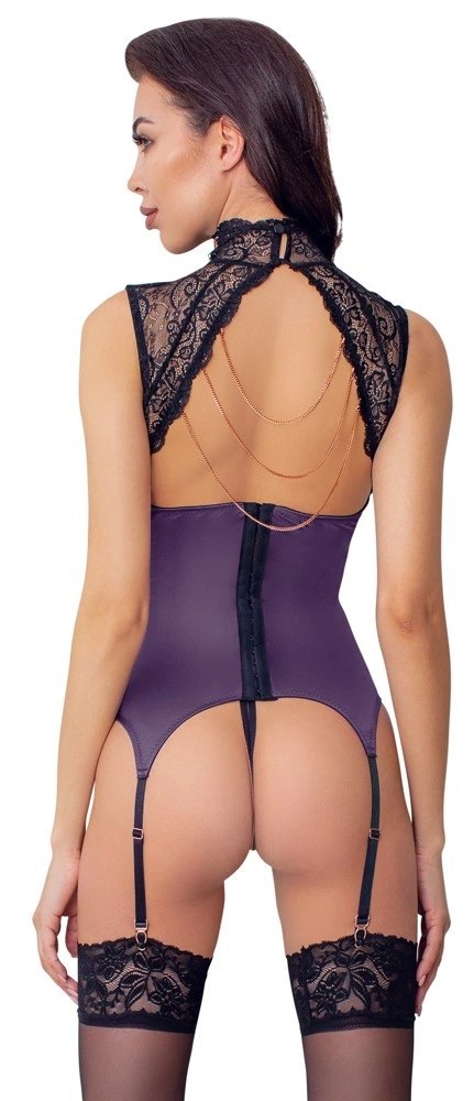 Abierta Fina Koszulka Do Pończoch Fioletowa XL z Łańcuszkami i Stringami Abierta Fina Koszulka Do Pończoch Fioletowa XL z Łańcuszkami i Stringami
