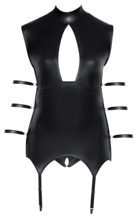 Cottelli Bondage koszulka matowa z paskami do pończoch + majtki XL Cottelli Bondage koszulka matowa z paskami do pończoch + majtki XL