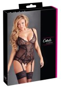 Cottelli CURVES komplet koszulka z koronką + otwarte stringi 2XL czarny