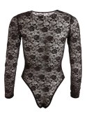 Cottelli Collection Body Koronkowe Wetlook Czarne M Długie Rękawy