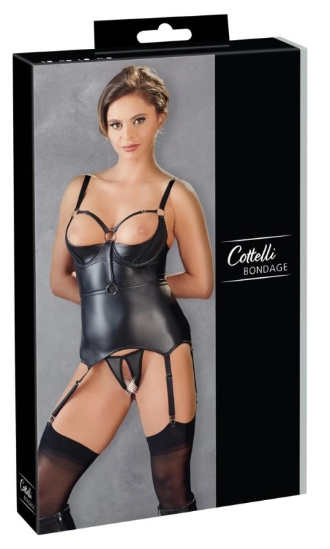 Cottelli Collection Bondage - Czarna matowa koszulka z otwartymi stringami L Cottelli Collection Bondage - Czarna matowa koszulka z otwartymi stringami L