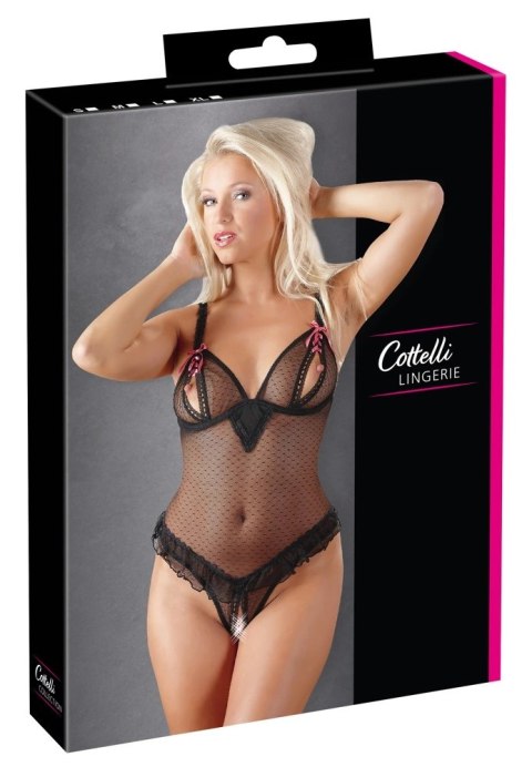 Cottelli Lingerie Body siateczkowe czarne otwarte miseczki 85B/L Cottelli Lingerie Body siateczkowe czarne otwarte miseczki 85B/L