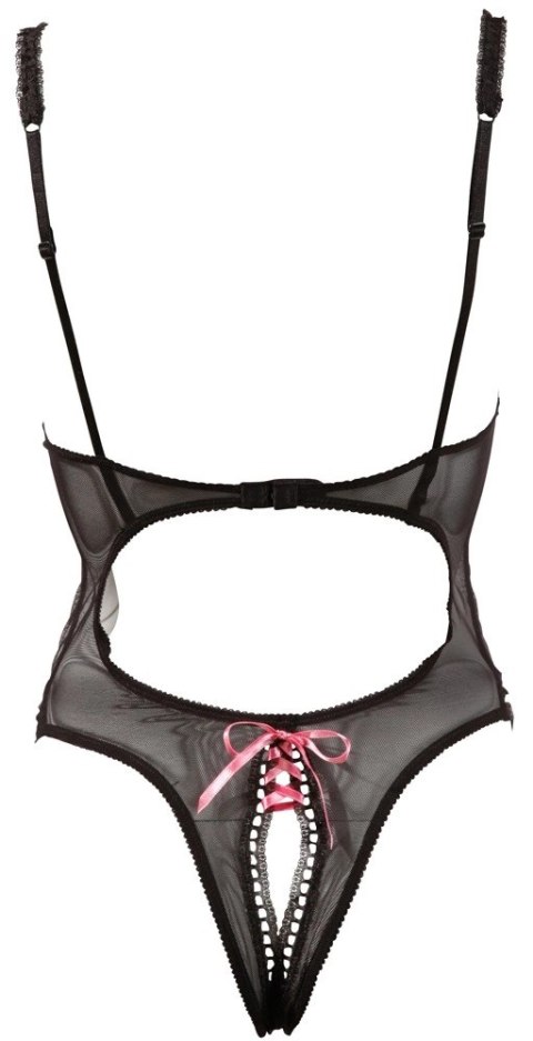 Cottelli Lingerie Body siateczkowe czarne otwarte miseczki 85B/L Cottelli Lingerie Body siateczkowe czarne otwarte miseczki 85B/L