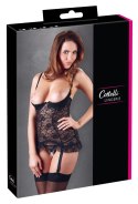 Cottelli Lingerie Koronkowa Koszulka XL z Paskami do Pończoch 85C Czarna