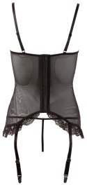 Cottelli Lingerie Koronkowa Koszulka XL z Paskami do Pończoch 85C Czarna