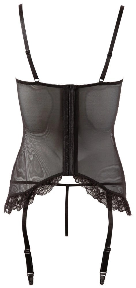 Cottelli Lingerie Koronkowa Koszulka XL z Paskami do Pończoch 85C Czarna Cottelli Lingerie Koronkowa Koszulka XL z Paskami do Pończoch 85C Czarna