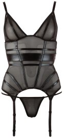 Cottelli Lingerie Koszulka Czarna Siateczkowa z Paskami M