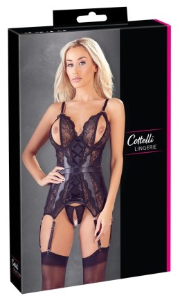 Cottelli Lingerie Koszulka Koronkowa Czarna z Otwartymi Miseczkami M