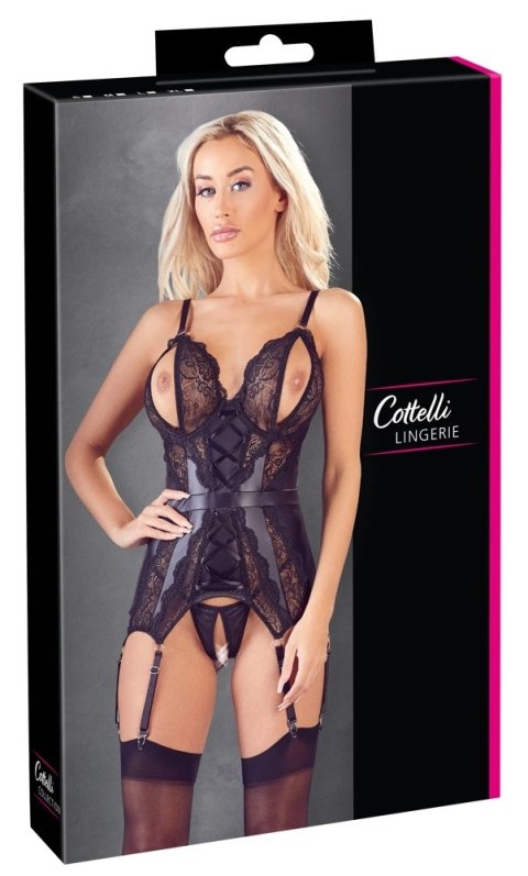 Cottelli Lingerie Koszulka Koronkowa Czarna z Otwartymi Miseczkami M Cottelli Lingerie Koszulka Koronkowa Czarna z Otwartymi Miseczkami M