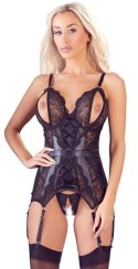 Cottelli Lingerie Koszulka Koronkowa Czarna z Otwartymi Miseczkami M