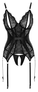 Cottelli Lingerie Koszulka Koronkowa Czarna z Otwartymi Miseczkami M