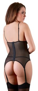 Cottelli Lingerie Koszulka Koronkowa z Paskami + Stringi Czarna M