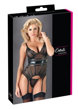 Cottelli Lingerie Siateczkowa Koszulka Czarna S z Regulowanymi Paskami