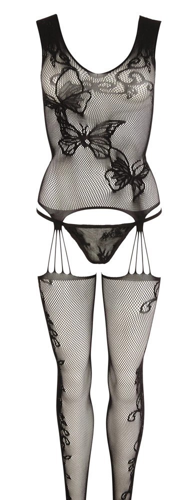 Mandy Mystery Lingerie Czarna Koszulka z Pończochami S-L Koronka Mandy Mystery Lingerie Czarna Koszulka z Pończochami S-L Koronka