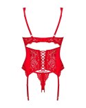 Obsessive Amor Cherris Gorset koronkowy z stringami czerwony L/XL