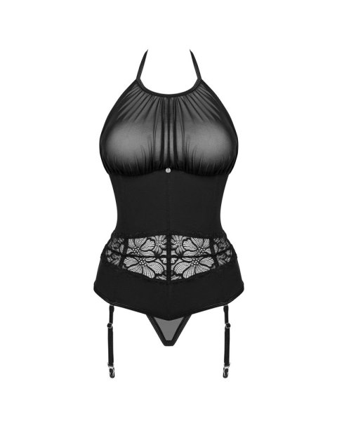 Obsessive Serafia M/L - Czarna koszulka siateczkowa z paskami i stringi Obsessive Serafia M/L - Czarna koszulka siateczkowa z paskami i stringi