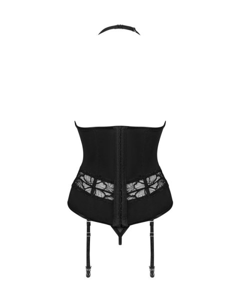 Obsessive Serafia M/L - Czarna koszulka siateczkowa z paskami i stringi Obsessive Serafia M/L - Czarna koszulka siateczkowa z paskami i stringi