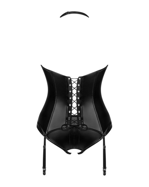 Obsessive Viranes Gorset i Stringi Czarny M/L regulowany PU Obsessive Viranes Gorset i Stringi Czarny M/L regulowany PU