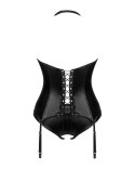 Obsessive Viranes Gorset z Stringami Czarny XS/S, Regulowane Zapięcia