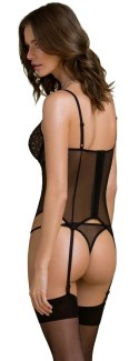 Passion Zinnia Corset L/XL - Koszulka z paskami do pończoch + stringi, Eco