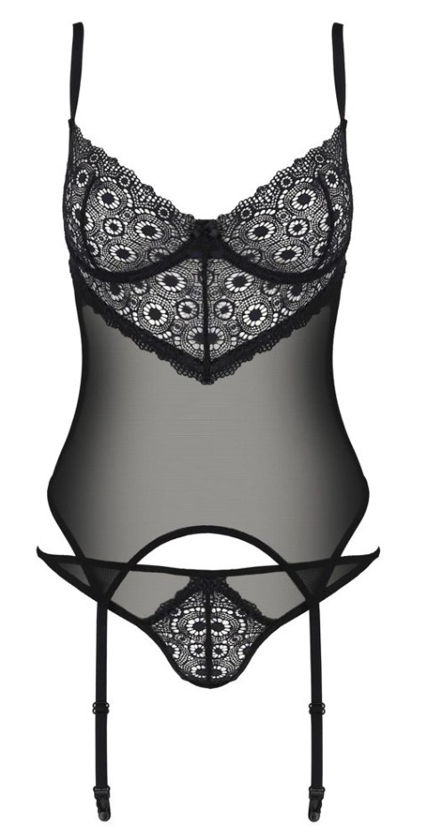 Passion Zinnia Corset L/XL - Koszulka z paskami do pończoch + stringi, Eco Passion Zinnia Corset L/XL - Koszulka z paskami do pończoch + stringi, Eco