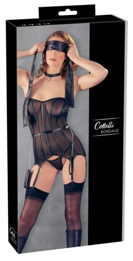 Cottelli Collection Bondage Gorset z szalem, obrożą i kajdankami M