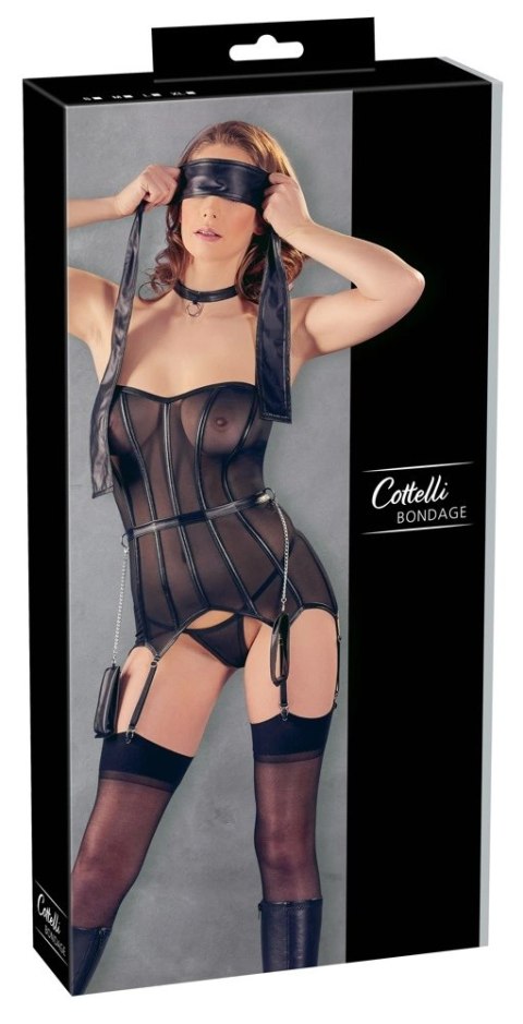 Cottelli Collection Bondage Gorset z szalem, obrożą i kajdankami M