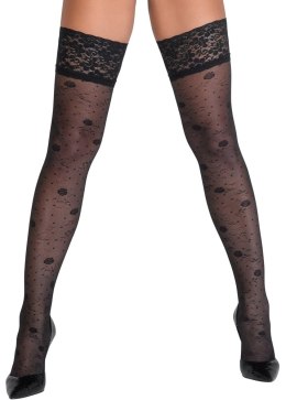 Cottelli LEGWEAR Pończochy Czarny Kwiatowy Wzor Koronka 20 DEN