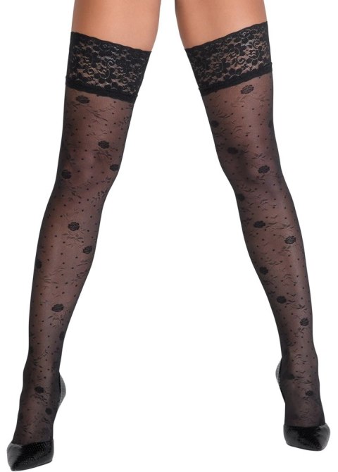 Cottelli LEGWEAR Pończochy Czarny Kwiatowy Wzor Koronka 20 DEN Cottelli LEGWEAR Pończochy Czarny Kwiatowy Wzor Koronka 20 DEN