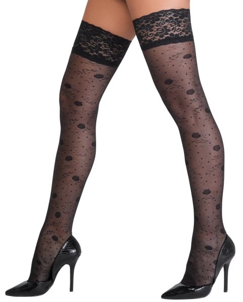 Cottelli LEGWEAR Pończochy Czarny Kwiatowy Wzor Koronka 20 DEN Cottelli LEGWEAR Pończochy Czarny Kwiatowy Wzor Koronka 20 DEN