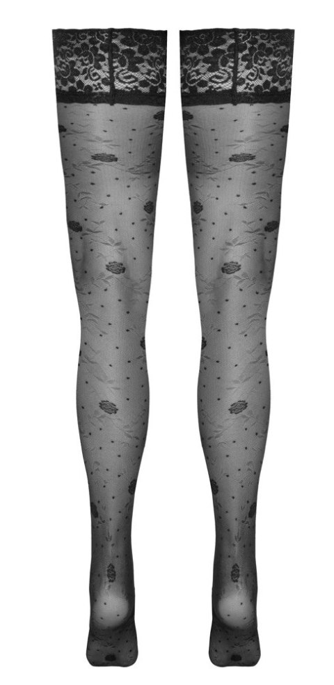 Cottelli LEGWEAR Pończochy Czarny Kwiatowy Wzor Koronka 20 DEN Cottelli LEGWEAR Pończochy Czarny Kwiatowy Wzor Koronka 20 DEN