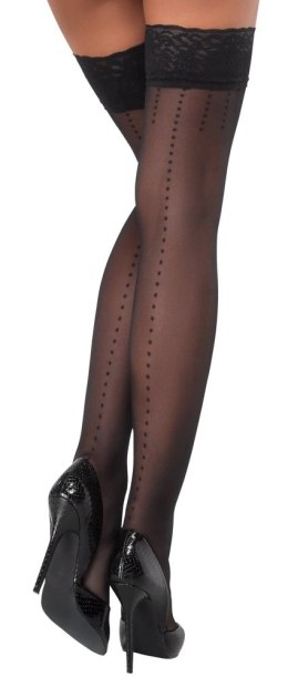 Cottelli LEGWEAR Pończochy czarne w kropki z koronką 20 den