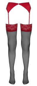Cottelli LEGWEAR Pończochy czarne z czerwoną koronką 17 den Oeko-Tex