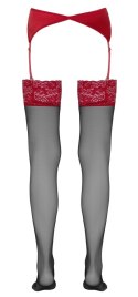 Cottelli LEGWEAR Pończochy czarne z czerwoną koronką 17 den Oeko-Tex