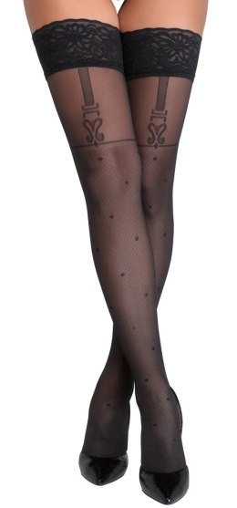 Cottelli LEGWEAR Pończochy czarne z kropeczkami i szelkami 40 den