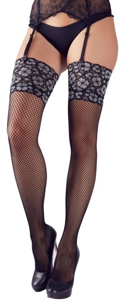 Cottelli Legwear Kabaretki z Koronką Czarną S/M - Siateczkowe Pończochy