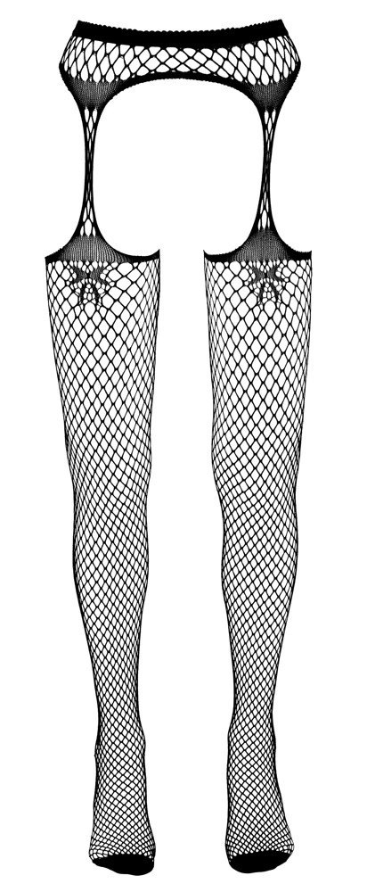 Cottelli Legwear L/XL - Rajstopy siateczkowe z czerwonym wiązaniem Cottelli Legwear L/XL - Rajstopy siateczkowe z czerwonym wiązaniem