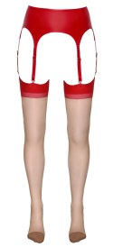 Cottelli Legwear Pończochy beżowe z czerwonym szwem i wykończeniem