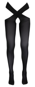 Cottelli Legwear Pończochy czarne na biodra z paskami L/XL