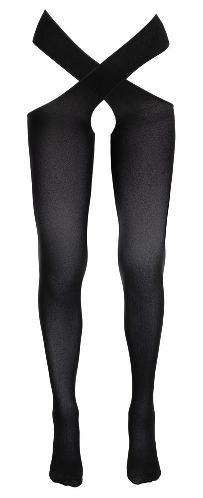 Cottelli Legwear Pończochy czarne na biodra z paskami L/XL Cottelli Legwear Pończochy czarne na biodra z paskami L/XL