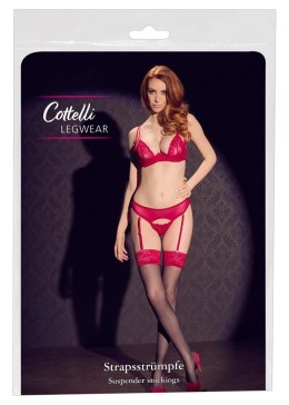 Cottelli Legwear Pończochy czarne z czerwoną koronką 20 den Oeko-Tex