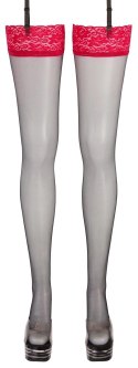 Cottelli Legwear Pończochy czarne z czerwoną koronką 20 den klasyczne