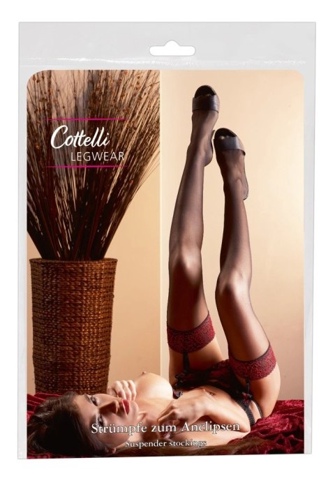 Cottelli Legwear Pończochy czarne z czerwonym wykończeniem 17 den