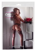 Cottelli Legwear Rajstopy Siateczkowe z Rożowym Wiązaniem L/XL
