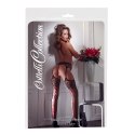 Cottelli Legwear Rajstopy Siateczkowe z Rożowym Wiązaniem L/XL