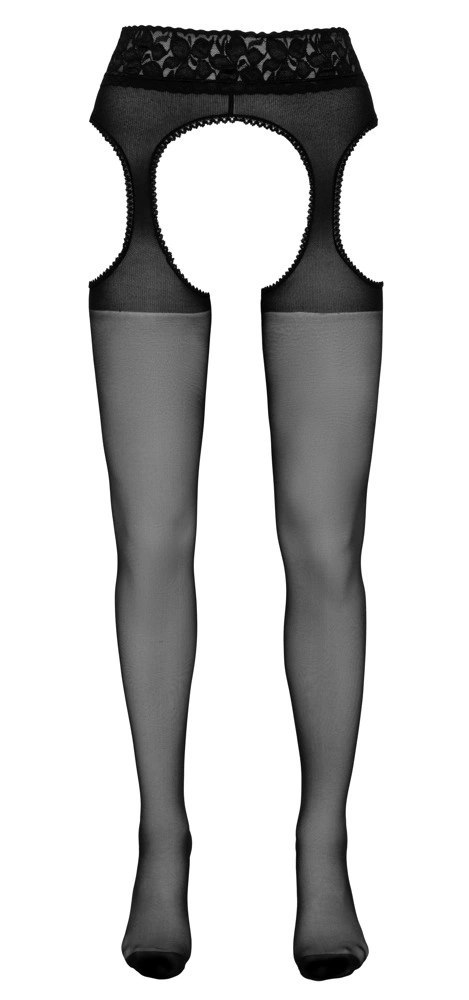 Cottelli Legwear Rajstopy do Pończoch z Koronką i Wycięciami, czarne Cottelli Legwear Rajstopy do Pończoch z Koronką i Wycięciami, czarne
