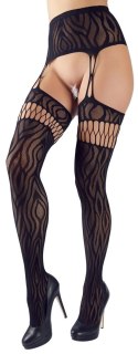 Cottelli Legwear Rajstopy z pasem zebra open crotch S-L czarno-białe