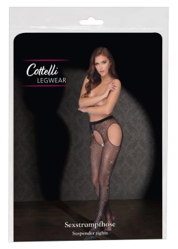 Cottelli Legwear Siateczkowe Rajstopy z Kamieniami Brokatowymi S-L