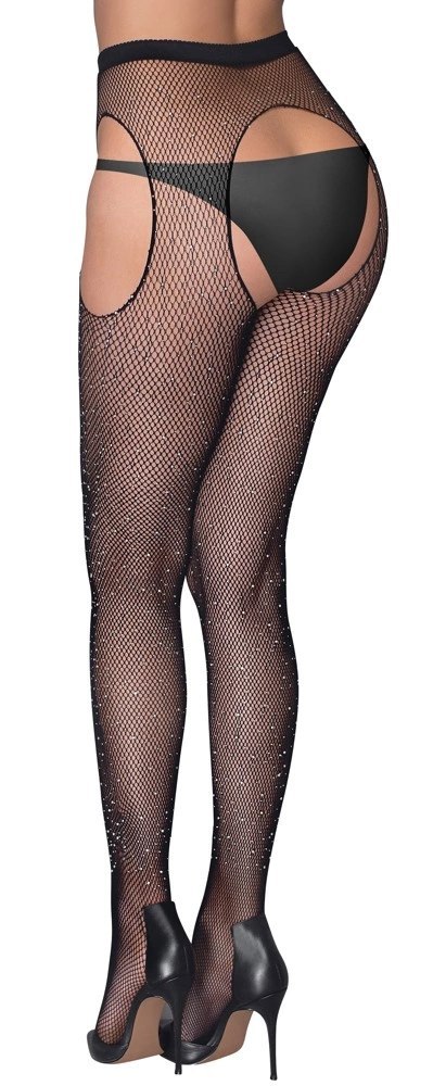 Cottelli Legwear Siateczkowe Rajstopy z Kamieniami Brokatowymi S-L Cottelli Legwear Siateczkowe Rajstopy z Kamieniami Brokatowymi S-L